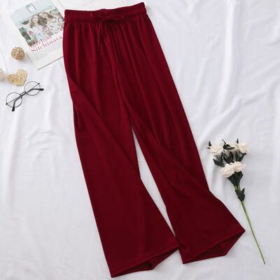 

Women Pants Wide Leg Solid Pleated Capris Autumn Summer Elegant Casual Elastic Lady Nine pants Female clothing