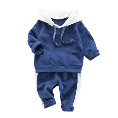 

Autumn Baby Boys Long Sleeve Letters Hoodie Sweatshirt Tops& Solid Color SportStriped Trouser Costume Set