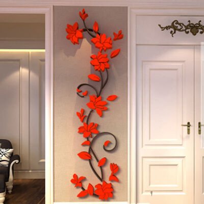 

3D Vase Flower Tree Removable Art Vinyl Wall Stickers Mural Home Decor For DIY Home Bedroom Decoration