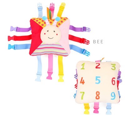 

Tailored Baby Animals Cartoon Soft Plush Buckle Toy With Bell Educational Toy
