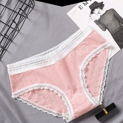 

2019 New Cotton Panties Ladies Lace Side Panties Women Comfortable Breathable Waist Large Size Briefs