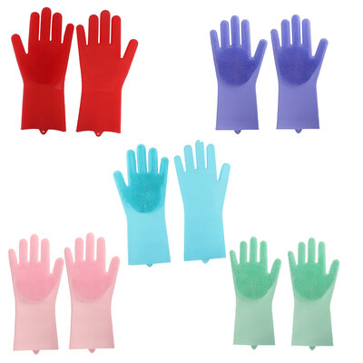 

1 Pair Dish Plate Washing Gloves Silicone Cleaning Gloves Mittens Mitts Scrubber Kitchen Bathroom