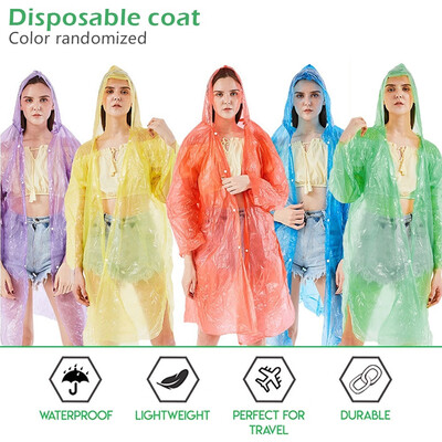

10PCS Disposable Adult Emergency Waterproof Rain Coat Poncho Hiking Camping Random Color