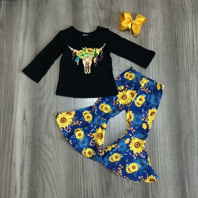 

3PCS Toddler Baby Girl Sunflower Clothes Long Sleeve Tops T-shirt Pants Outfits