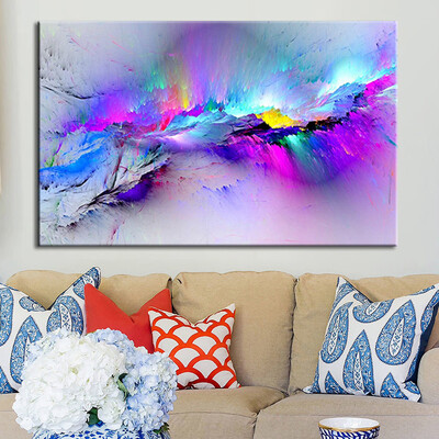 

Toponeto Framed Modern multicoloured blue Canvas Wall Abstract Art Picture Large Print