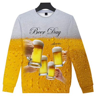 

Toponeto Mens Casual Long Sleeve Beer Festival New Style 3D Printing O Neck Shirt