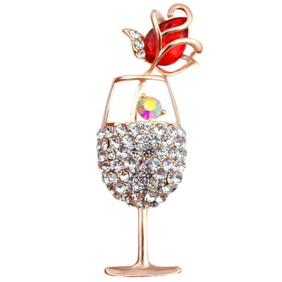 

Crystal Goblet Brooch Pins Gold And Silver Color Jewelry Korean Rhinestone Brooch Women Latest Brooch Design Wholesale