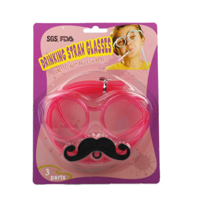 

Household Novelty Funny Amazing Mustache Drinking Straw Frame-shaped Glasses Accessories Funny Drinking Straw