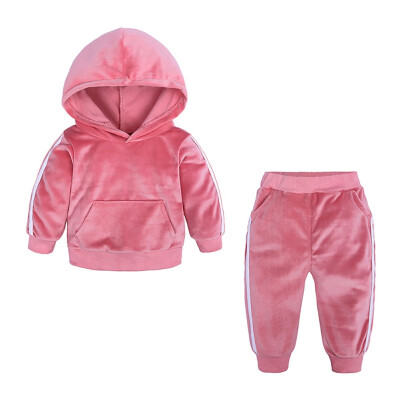 

Autumn Baby Boy Girl Long Sleeve Stripe Print Hoodie Sweatshirt TopsPants Trouser Costume Set 2019