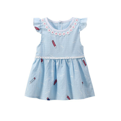 

Summer Casual Baby Girls Floral Pattern Dress Cotton Kids Toddler Flare Sleeve Sundress for 1-6T cute little girl