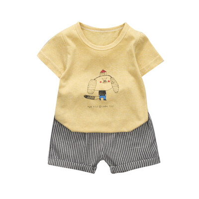 

2PCSSET Baby Boy Girl Summer Cartoon Short Sleeve T-Shirts Casual Shorts Set Toddler Little Outfits Clothing