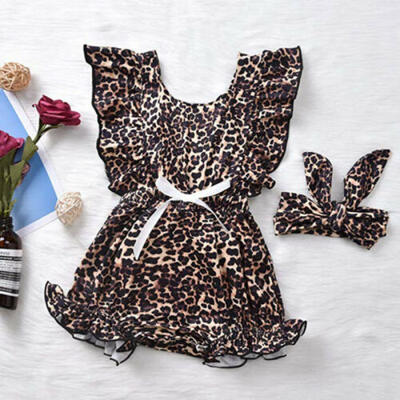 

Newborn Baby Girl Leopard Print Romper Jumpsuit Bodysuit Headband Outfit Clothes