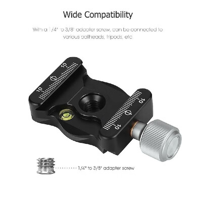 

Aluminium Alloy Quick Release Clamp with 14 & 38 Inch Screw Mount Bubble Level for Ballhead Tripods Camera Accessories for Arca