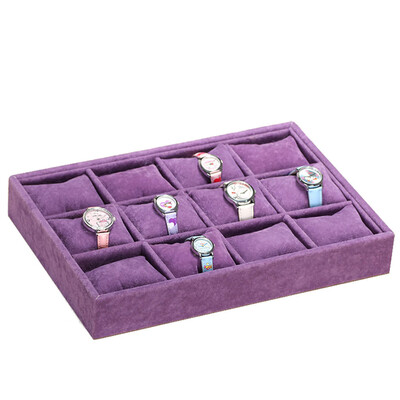 

Gobestart Full velvet watch plate 12-divided bracelet plate Watch display storage tray