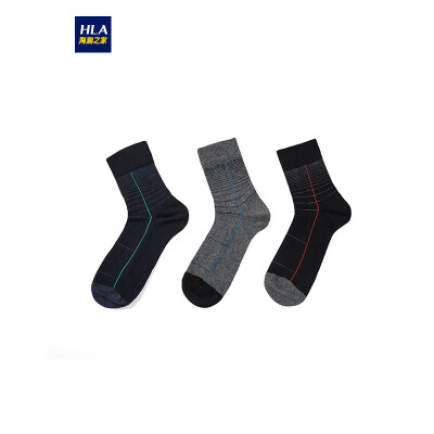 

HLA Haishu House socks male 2018 autumn new three pairs of tube striped soft socks HZACJ3E048A black stripes dark gray stripes Tibetan blue stripes 48 26-28CM