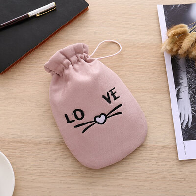 

Cartoon Love Cat Warm Hot Water Bag Cute Double-Layer Fleece Cover Water Injection Rubber Hot Water Bag