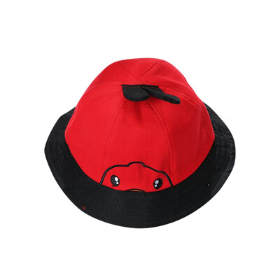 

Autumn Hats Baby Boys Girl Hats Toddler Cartoon Pattern Bucket Hats With Ear Design Caps Reversible Sun Headwear