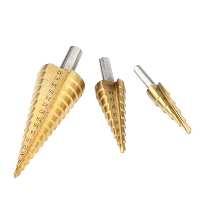 

Gobestart 3Pcs 4-12 20 32mm Titanium HSS Bit Hole Fluted Edge Drill Shank
