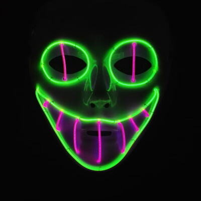 

Halloween Ghost Mask Dance Party And Ba Plastic Gorgeous Color EL Cold Light Party Luminous Mask Cosplay Costume Decor Supplies