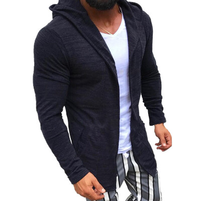 

Men Winter Hooded Cardigan Hoodie Jacket Long Sleeve Casual Solid Color Coat