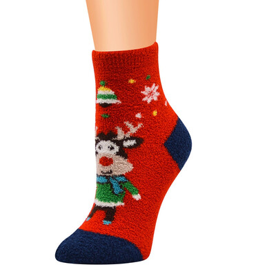 

Christmas Pattern Coral Fleece Xmas Thicken Warm Fluffy Winter Floor Socks