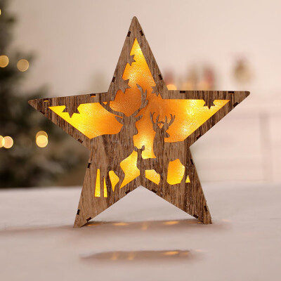 

Tailored LED Light Wood House Cute Christmas Tree Ornaments Window Holiday Decoration