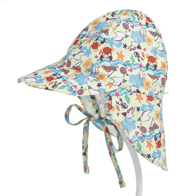 

Fashion Summer Newborn Unisex Baby Kids Sun Cap Cotton Bucket Hat Neck Ear Uv Protection Hat Fisherman Hat For Children