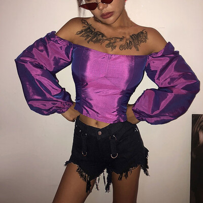 

Gobestart Women Casual Long Sleeve Crop Top Tube Top Solid Color Back Top