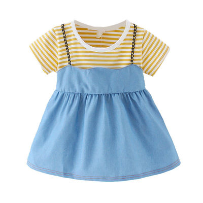 

Summer Baby Girls dress Striped Print Dress Denim Brief Kids Dresses Sundress Outfits
