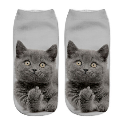

Christmas Funny Girls Casual Socks 3D Cute Cat Printed Anklet Xmas Short Socks