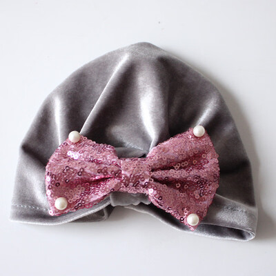 

Infant Toddler Solid Cap Pearl Edge Bow-Knot Hat For Kids Girls Newborn Hat