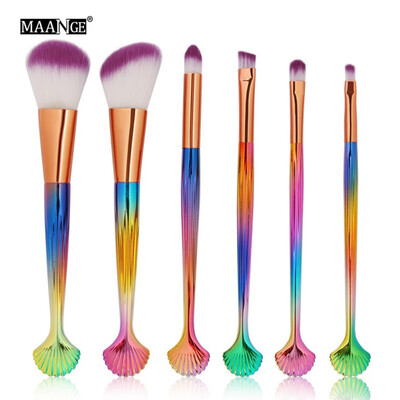 

MAANGE 6Pcs shell cosmetic brush Handle Cosmetic Foundation Eyeliner Eyebrow Lip Brush Up Beauty Brush Tool makeup brushes