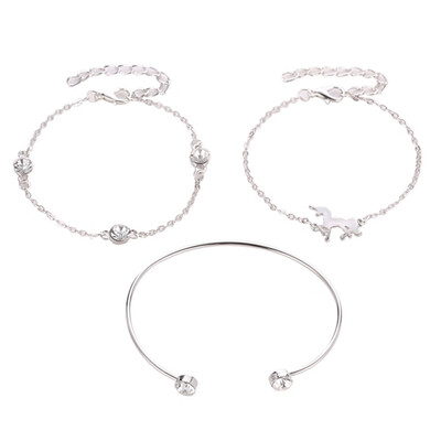 

Three-piece Girls Unicorn Birthday Charm Bracelet Jewelry Gifts for Girls
