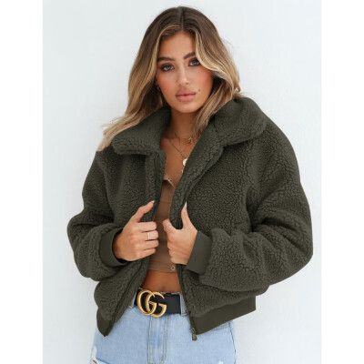 

Velvet Jacket Jacket Female Solid Color Lapel Long Sleeve Autumn And Winter Models Super Warm White Green Black Brown Four