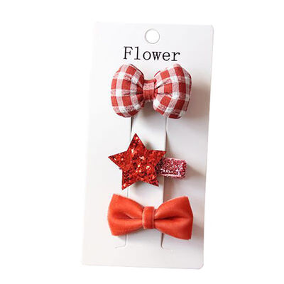 

3 Pieces Set Children Handmade Bow Hair Clip Baby Girls Hair Ring Cloth Fabric Hair Accessories 1-12Y