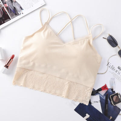 

Solid Color Beauty Back Bra Sexy Thread Underwear Lace Stitching Tube Top