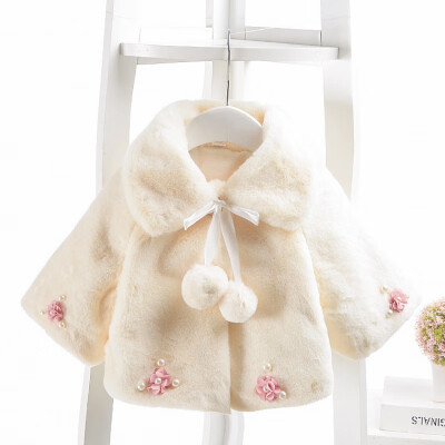 

Infant Baby Girls Autumn Winter Warm Coat Cloak Jacket Cute Kids Flower Pattern Outerwear