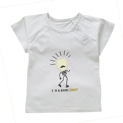 

Baby boy girl summer bamboo shirt fiber short-sleeved T-shirt new childrens printing patch T-shirt