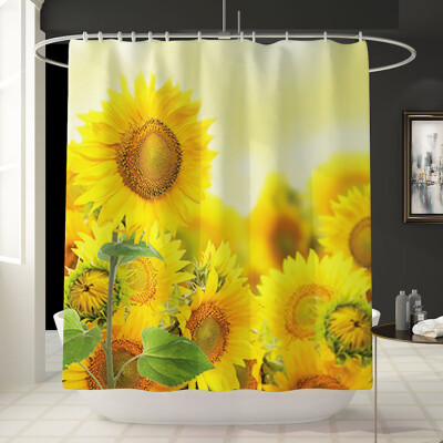 

〖Follure〗Sunflower Shower Curtain Floor Mat Four-piece Bathroom Mat Set