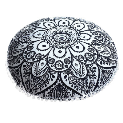 

〖Follure〗Indian Mandala Floor Pillows Round Bohemian Cushion Pillows Cover Huge Case BK