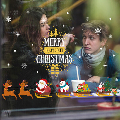 

Gobestart Merry Christmas Interesting Scene Removable Wall Sticker Home Decoration