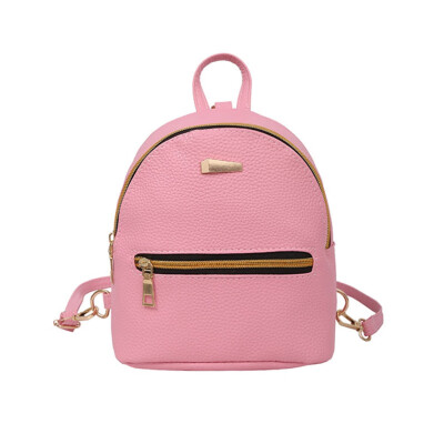 

Fashion Solid Color Shoulder Pu Material Travel Backpack Girl Ladies