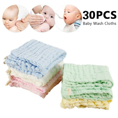 

10pcs 30CM Newborn Baby Face Hand Towel Cotton Gauze 6 Layers Saliva Towel Bibs Toddler Feeding Bibs Burp Cloth