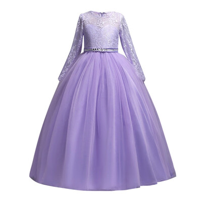 

Girl Wedding Long Girl Dress Elegant Princess Party Pageant Formal Dress Sleeveless Girls Clothes Childrens Clothing For Girls