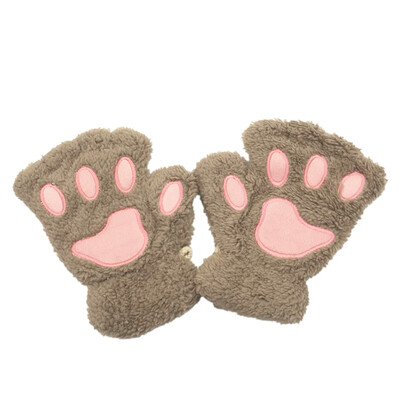 

Women Super Lovely Bear Plush Cat Paw Claw Glove Soft Winter Fingerless Mitten Gloves