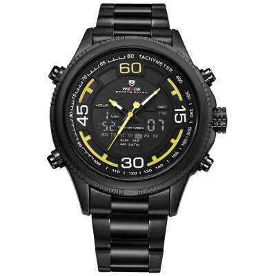 

WEIDE WH6306 Quartz Digital Electronic Watch Three Sub-Dials Dual Time Week Second Minute Hour Display 3ATM Waterproof Timer Busin
