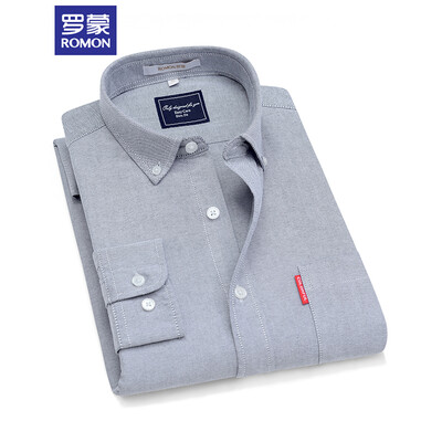 

ROON ROMON long-sleeved shirt male 2019 new oxford spinning free ironing simple&comfortable business casual shirt male SQ1902126 gray 38
