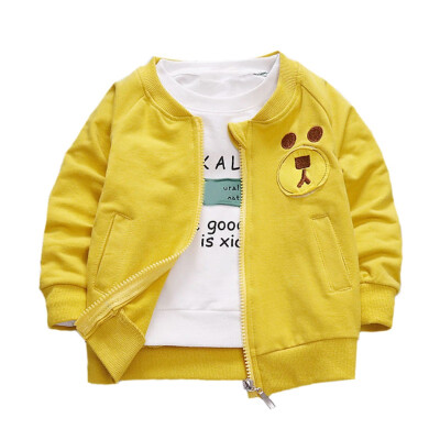 

Autumn Baby Girl Boy Outerwear Cartoon Bear Print Casual Zipper Sweatshirt Kids Outfits Tops