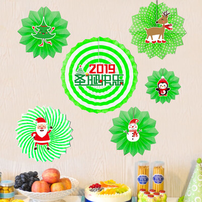 

Tailored 6 Pcs DIY Christmas Party Hanging Paper Fans Decorations Xmas Santa Party Hangin