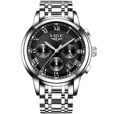 

LIGE 9849 Quartz Man Watch Unique Fashion Sport Casual Brand Quartz Clock Luxury Stainless Steel Strap Waterproof Wrist Watch Relo